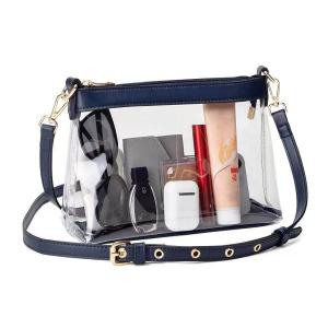 跨境新款透拼接明防水pvc外出活動便攜小方包收納包單肩斜挎包